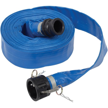 Apache Apache 2 x 50' PVC Lay Flat Discharge Hose w/ C x E Poly Cam & Groove Fittings, 98138049